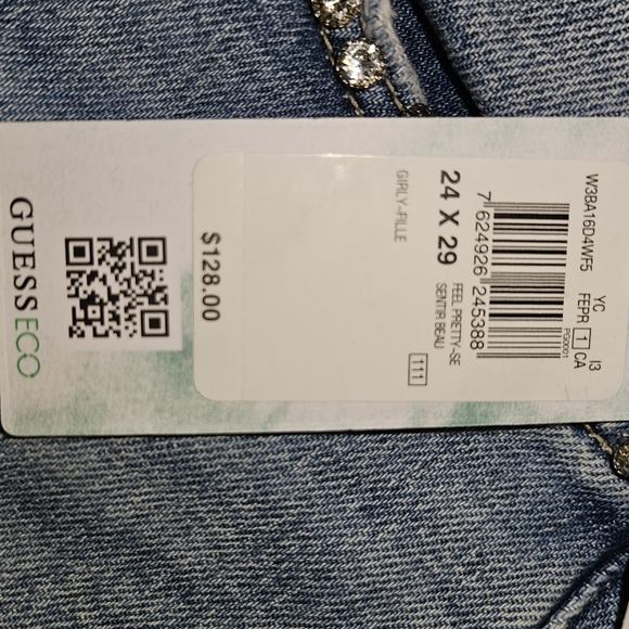 Guess Girly Jeans with rhinestone embellished pockets. - Picture 3 of 13